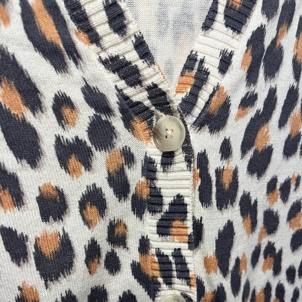 LOFT 100% Cotton Animal Print Women's V-Neck Cardigan - Picture 6 of 13